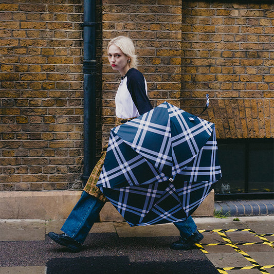 ANATOLE UV PROTECTION FOLDING COMPACT UMBRELLA -TWEED