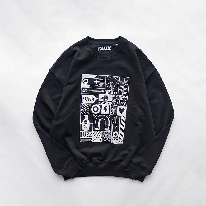 ATELIER AMELOT PRINT SWEAT -BLACK