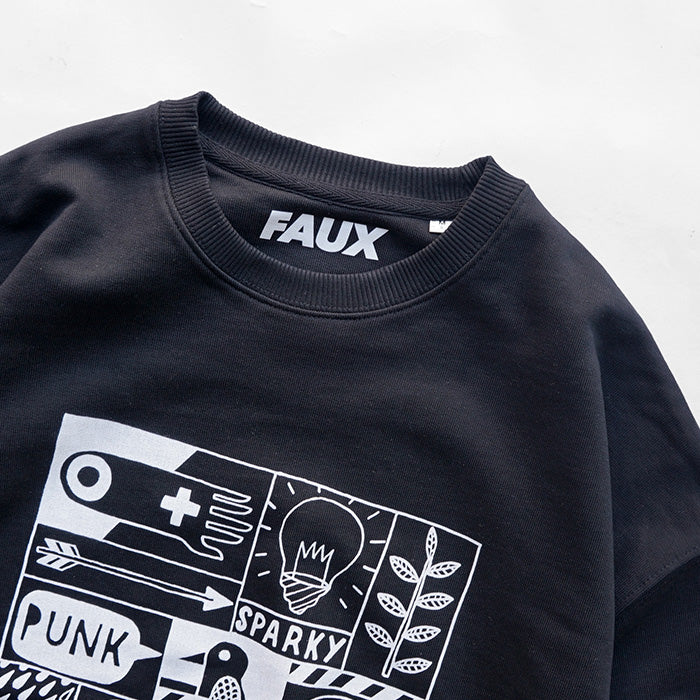 ATELIER AMELOT PRINT SWEAT -BLACK