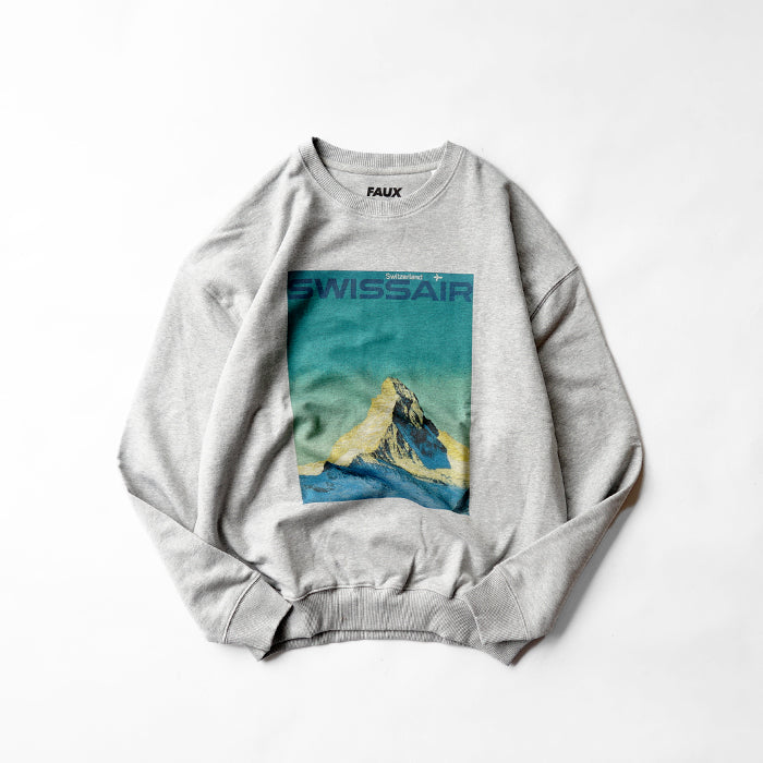 FAUX PRINT SWEAT -HEATHER GREY