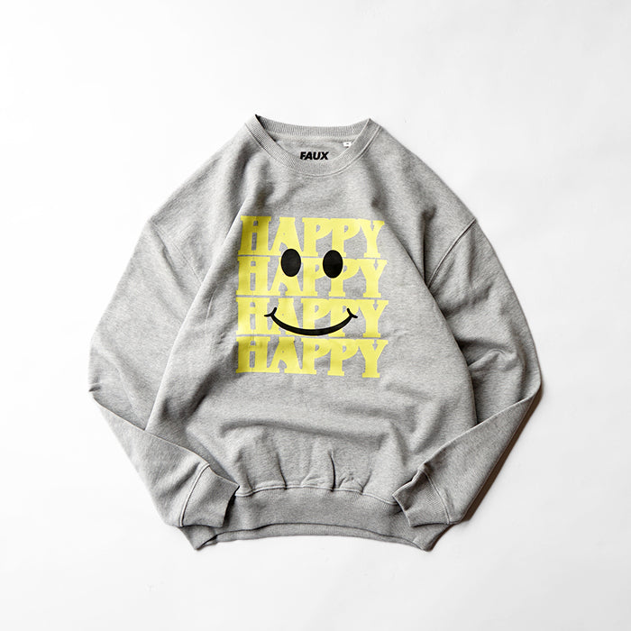 FAUX PRINT SWEAT -HEATHER GREY