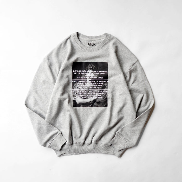 FAUX PRINT SWEAT -HEATHER GREY