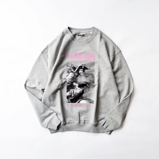 FAUX PRINT SWEAT -HEATHER GREY