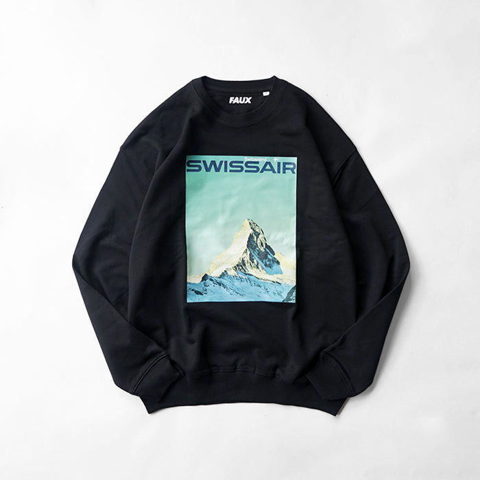 FAUX PRINT SWEAT -BLACK