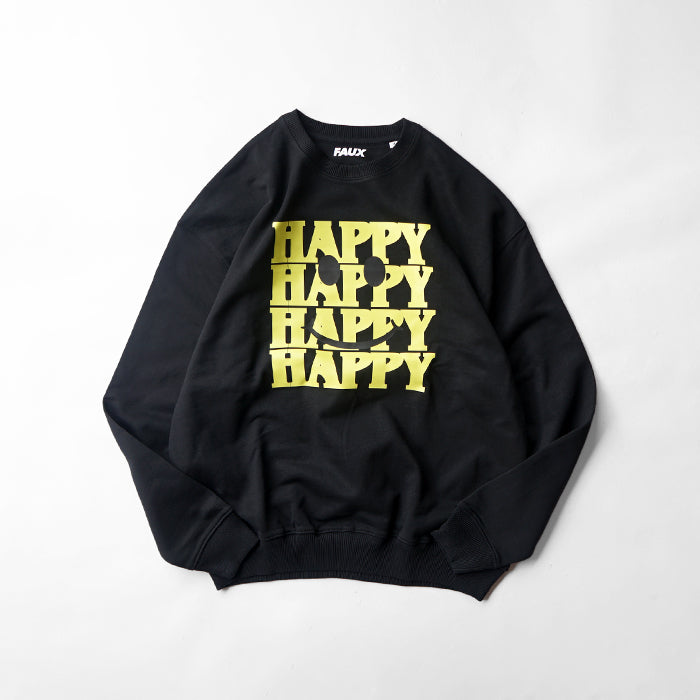FAUX PRINT SWEAT -BLACK