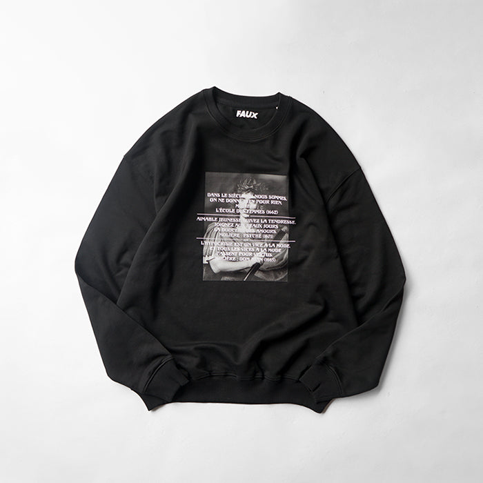 FAUX PRINT SWEAT -BLACK