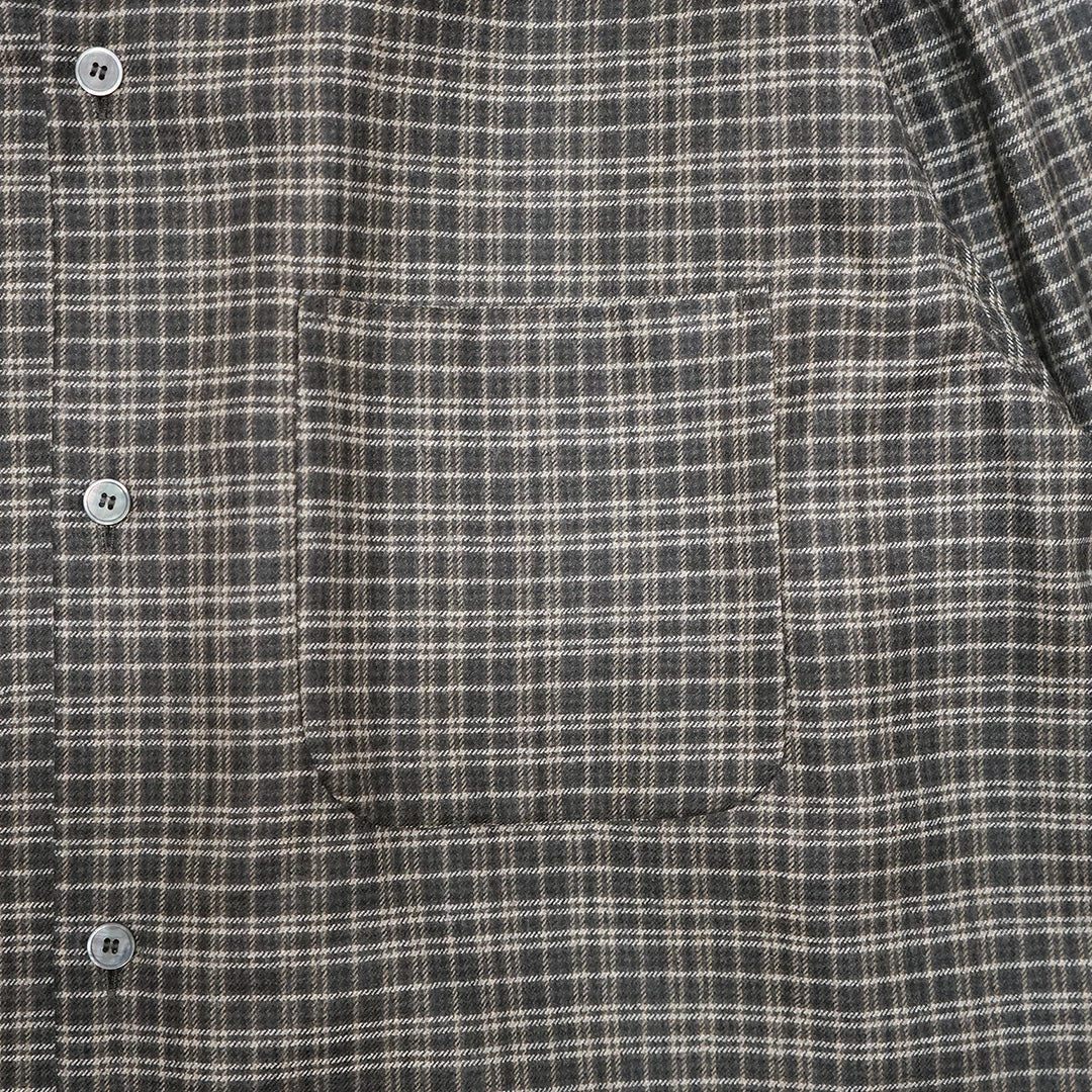 KAPTAIN SUNSHINE Wool Plaid Open Collar Shirt