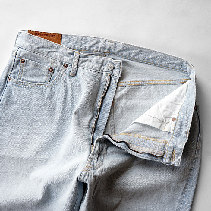KAPTAIN SUNSHINE 5P Zipper Front Denim Pants - INDIGO ICE WASH