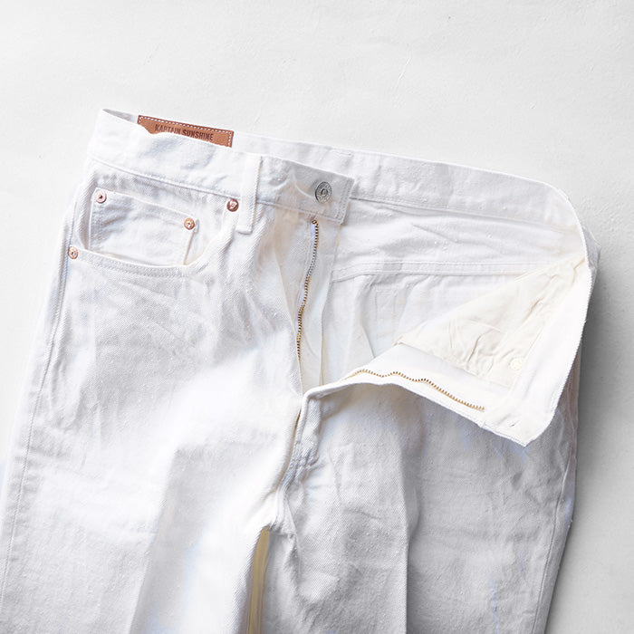 KAPTAIN SUNSHINE Skate Shoecut Denim Pants -WHITE