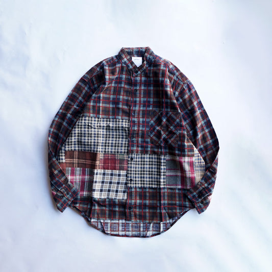 oddment CUSTUM STAND COLLAR NEL SHIRT -BEIGE