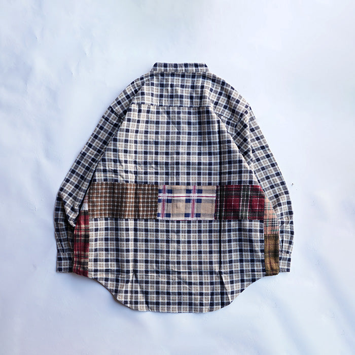 oddment CUSTUM STAND COLLAR NEL SHIRT -BEIGE
