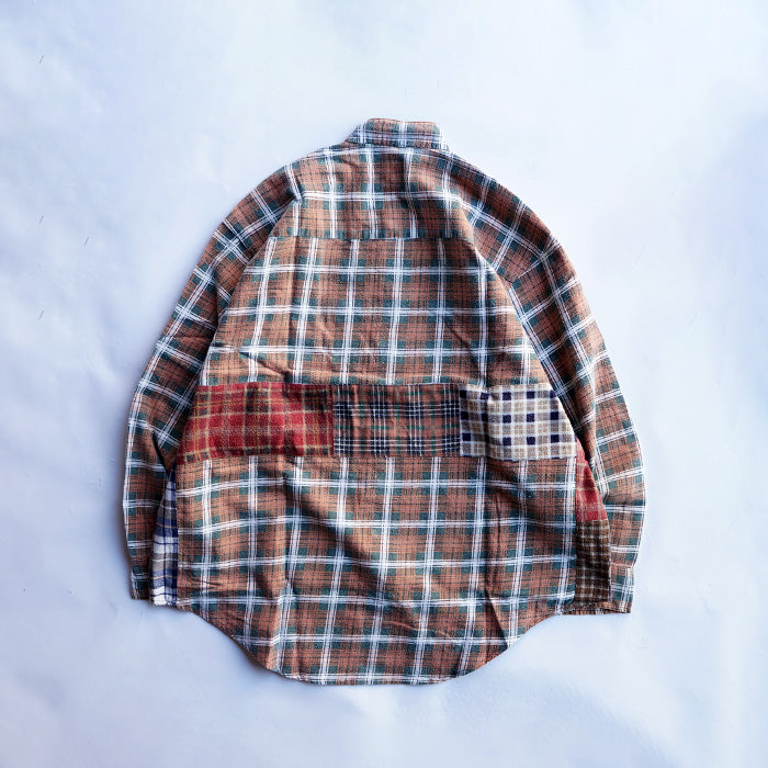 oddment CUSTUM STAND COLLAR NEL SHIRT -BEIGE