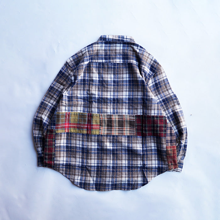 oddment CUSTUM STAND COLLAR NEL SHIRT -BEIGE