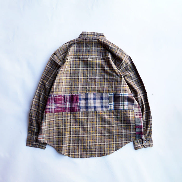 oddment CUSTUM STAND COLLAR NEL SHIRT -BEIGE