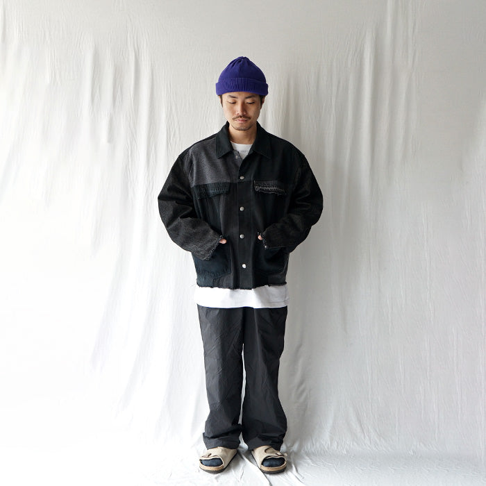 redad black denim snap jacket