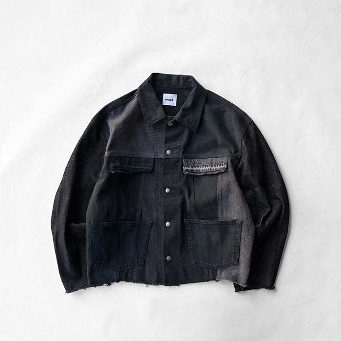 redad black denim snap jacket