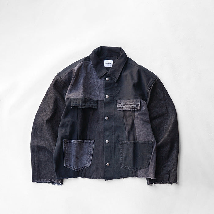 redad black denim snap jacket