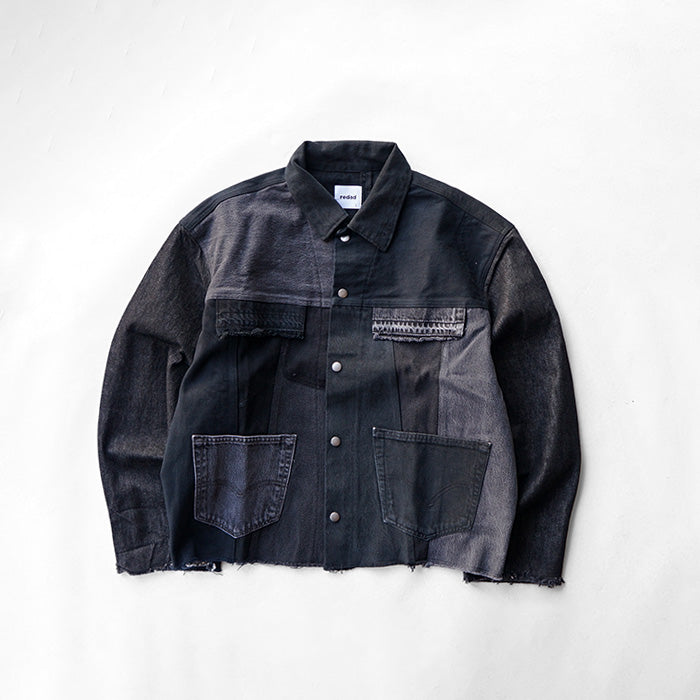 redad black denim snap jacket