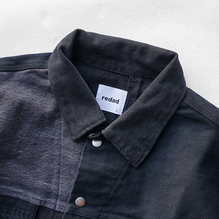 redad black denim snap jacket