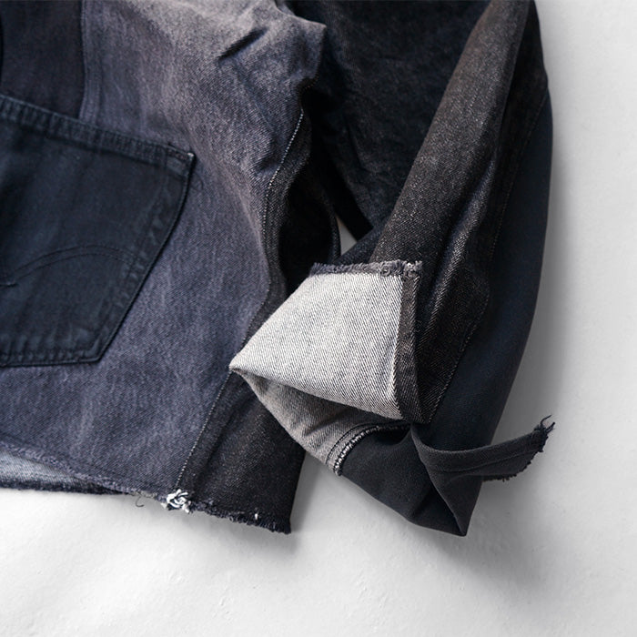 redad black denim snap jacket