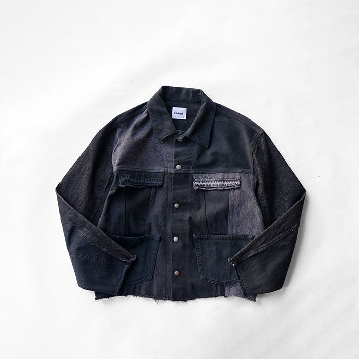 redad black denim snap jacket