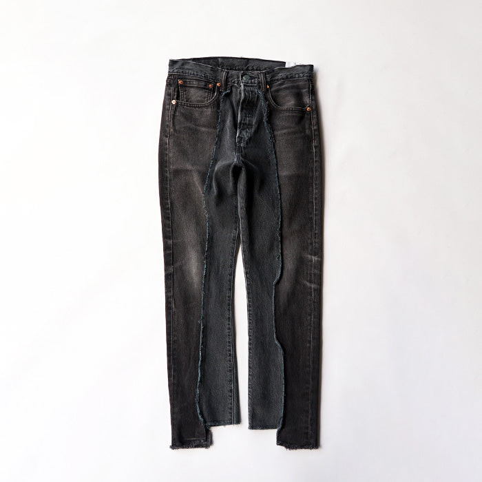 redad black denim slash pant