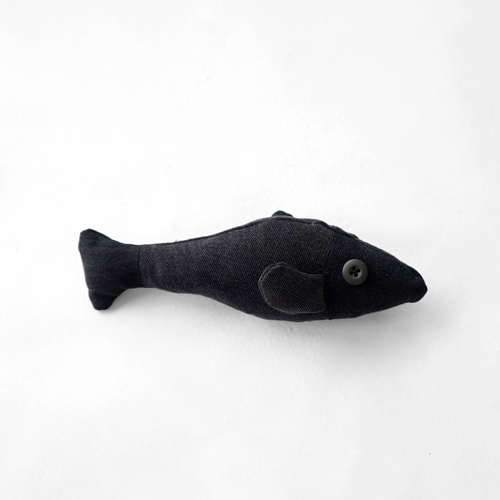 redad patchwork soft toy Fish - black denim