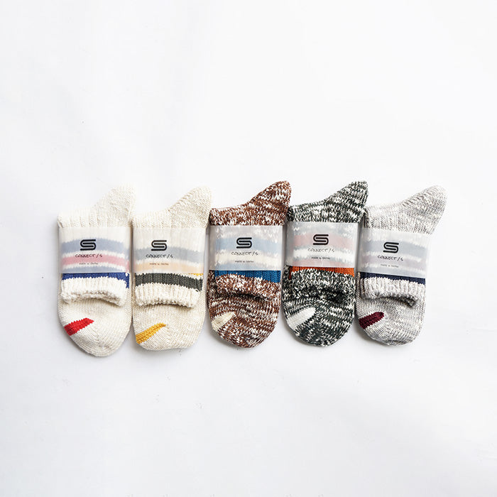 CONNECT/S 3LINE SLUB QUATER SOCKS