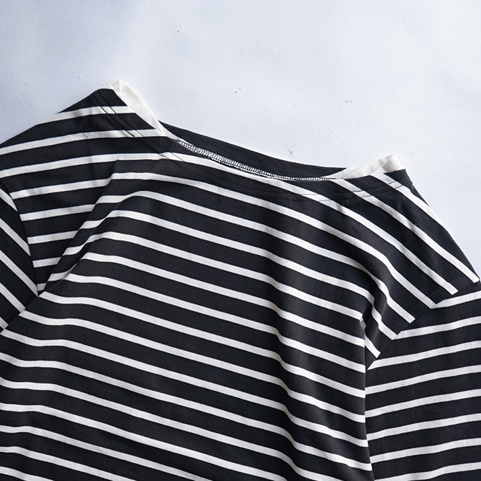【50%OFF】Si LS BOATNECK BORDER TEE