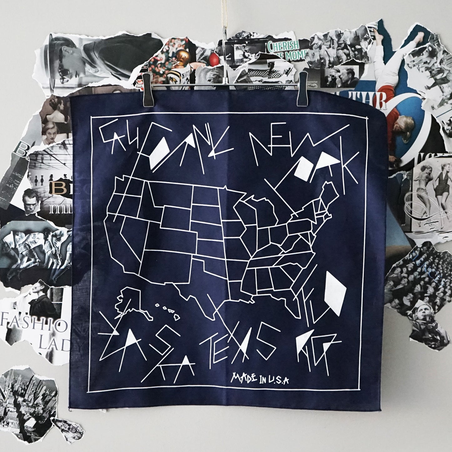 CONNECT/S USA MAP PRINT BANDANA -NAVY