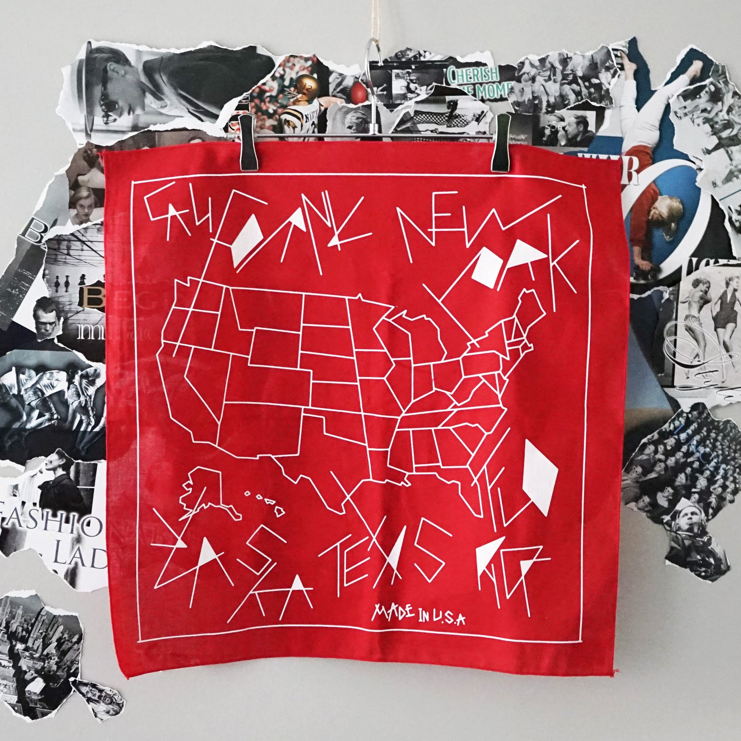CONNECT/S USA MAP PRINT BANDANA -RED