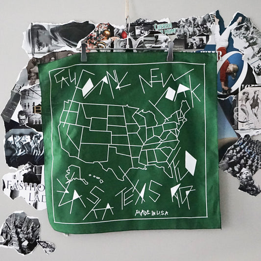 CONNECT/S USA MAP PRINT BANDANA -GREEN