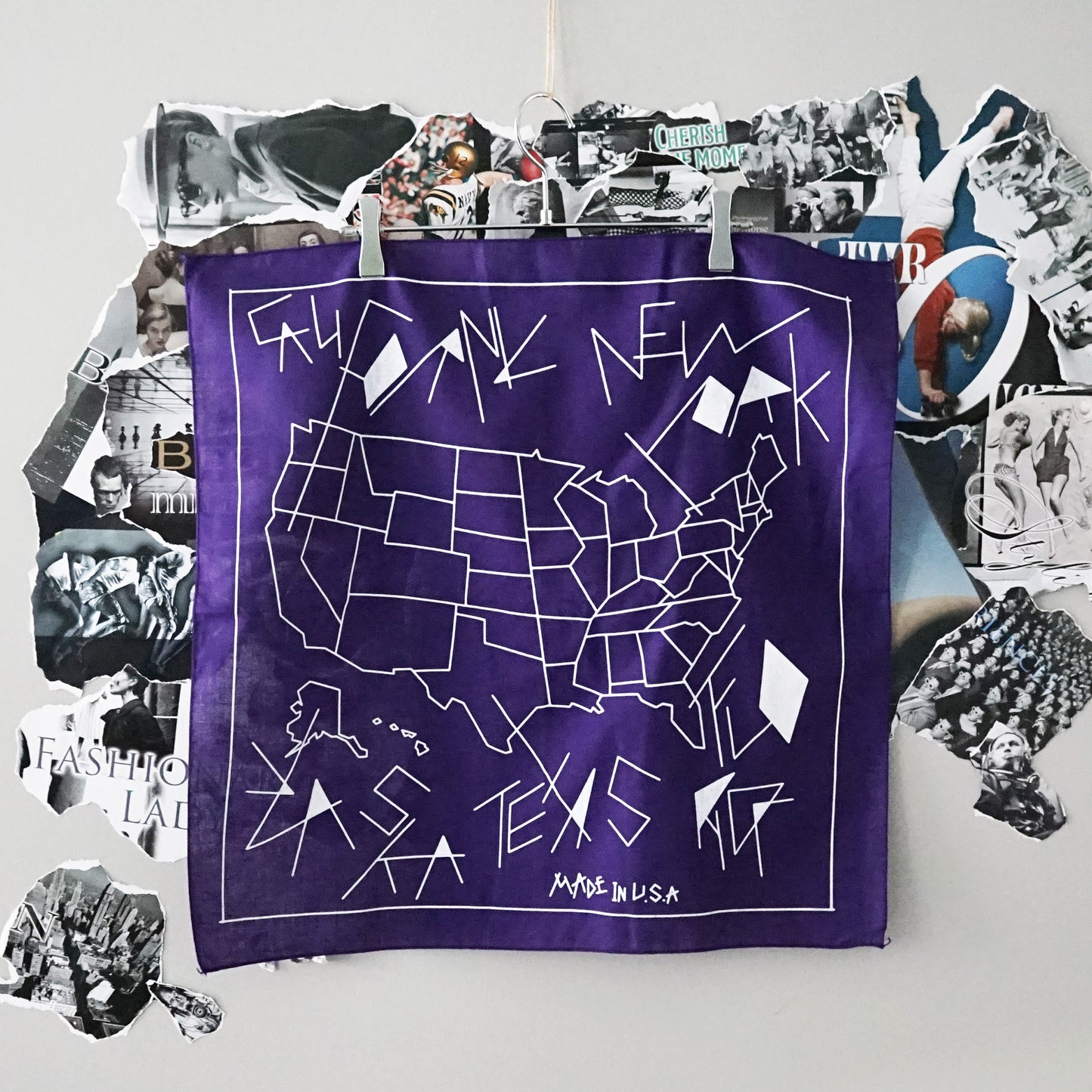 CONNECT/S USA MAP PRINT BANDANA -PURPLE