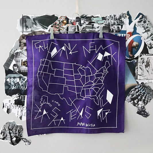 CONNECT/S USA MAP PRINT BANDANA -PURPLE