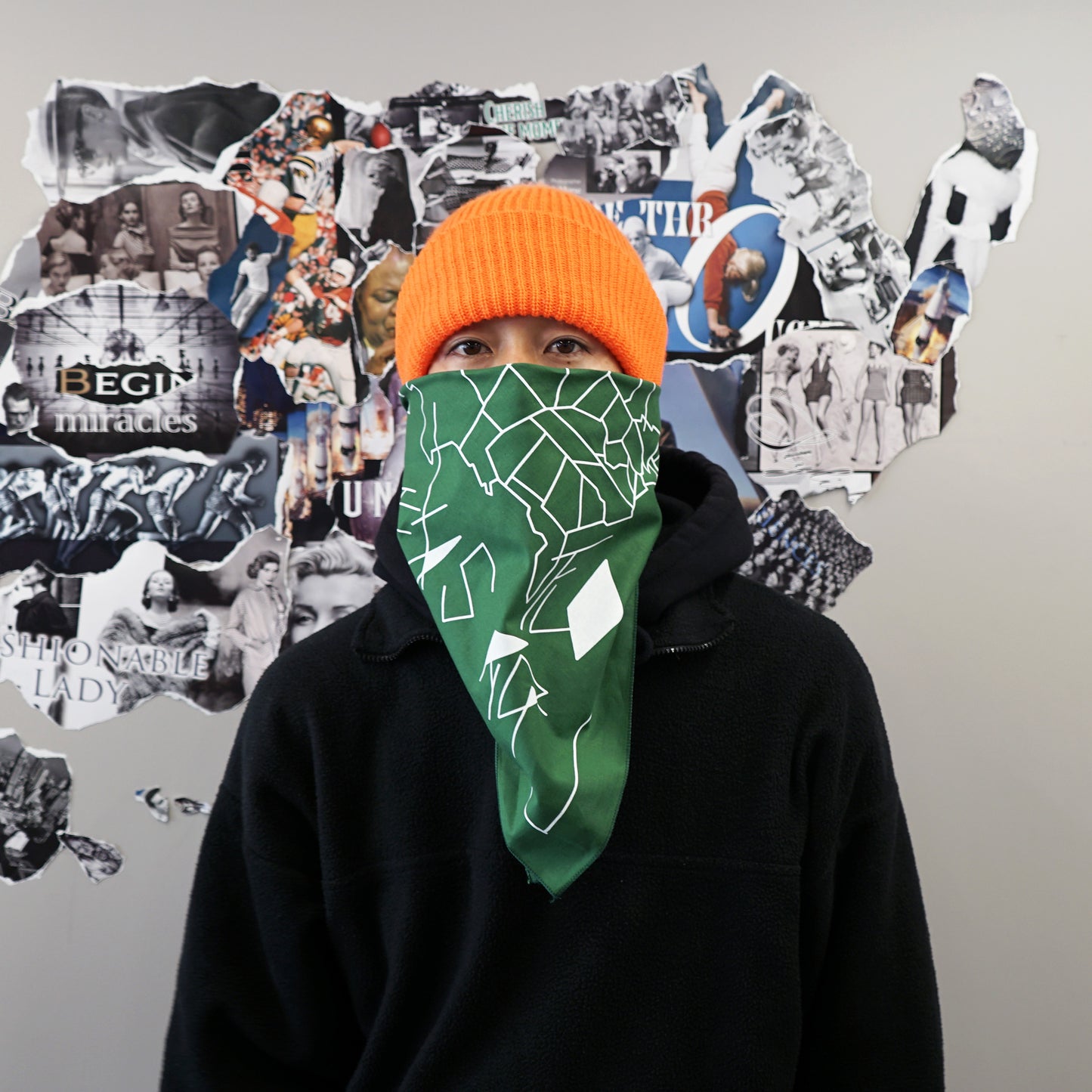 CONNECT/S USA MAP PRINT BANDANA -GREEN