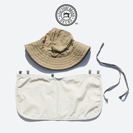 DECHO HERRINGBONE SHALLOW KOME HAT WITH SUNSHADE AND STRAP