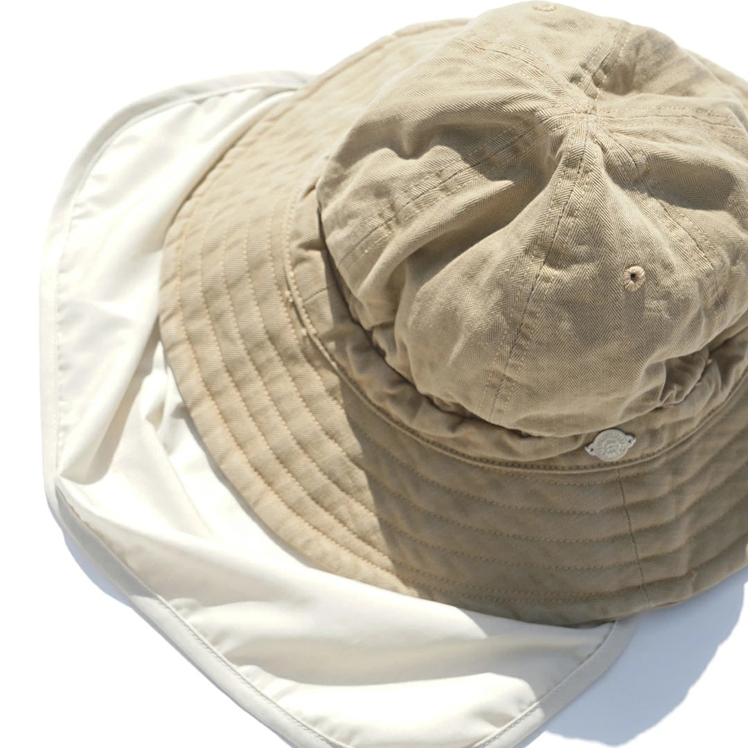 DECHO HERRINGBONE SHALLOW KOME HAT WITH SUNSHADE AND STRAP