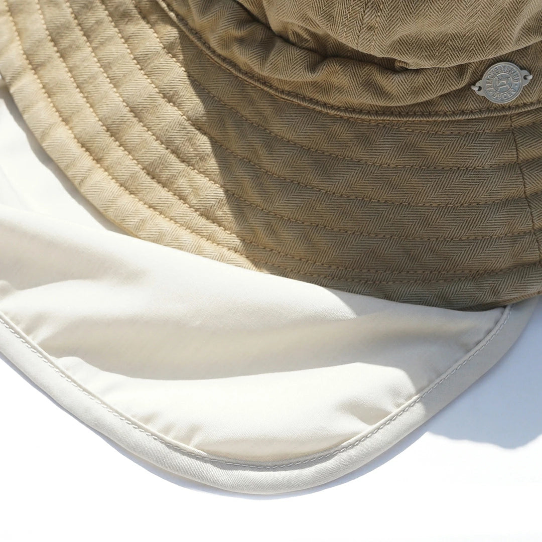 DECHO HERRINGBONE SHALLOW KOME HAT WITH SUNSHADE AND STRAP