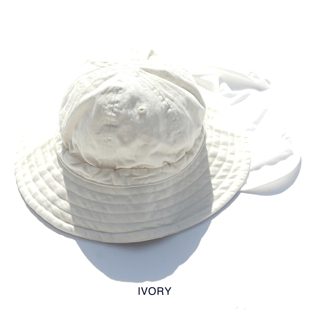 DECHO HERRINGBONE SHALLOW KOME HAT WITH SUNSHADE AND STRAP