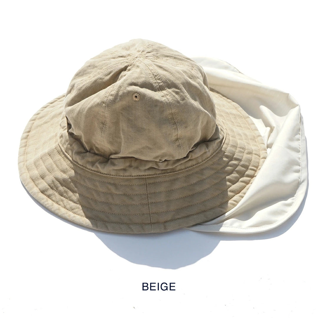 DECHO HERRINGBONE SHALLOW KOME HAT WITH SUNSHADE AND STRAP
