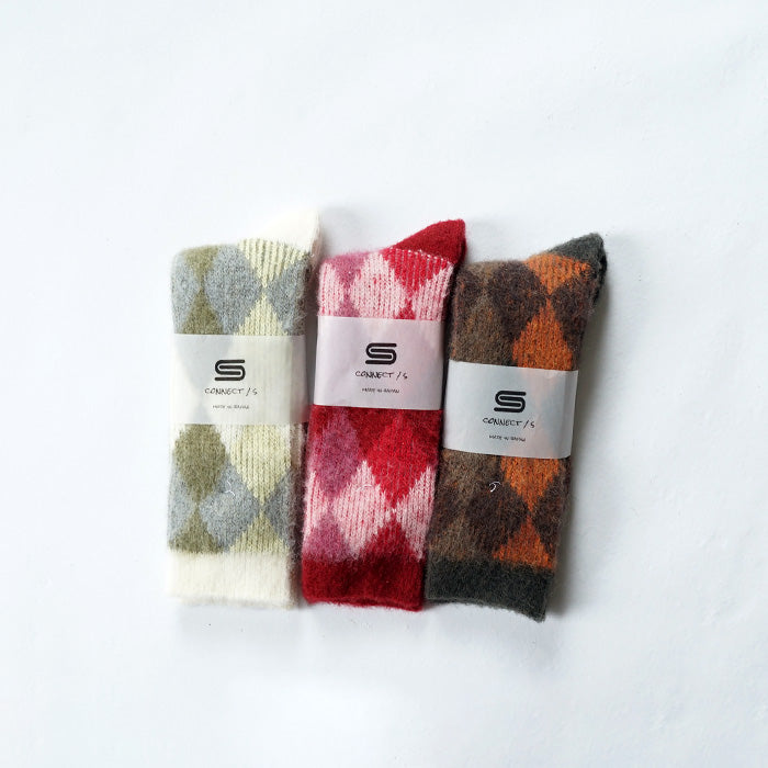 CONNECT/S　NAPPING PILE DIA JACQUARD CREW SOCKS