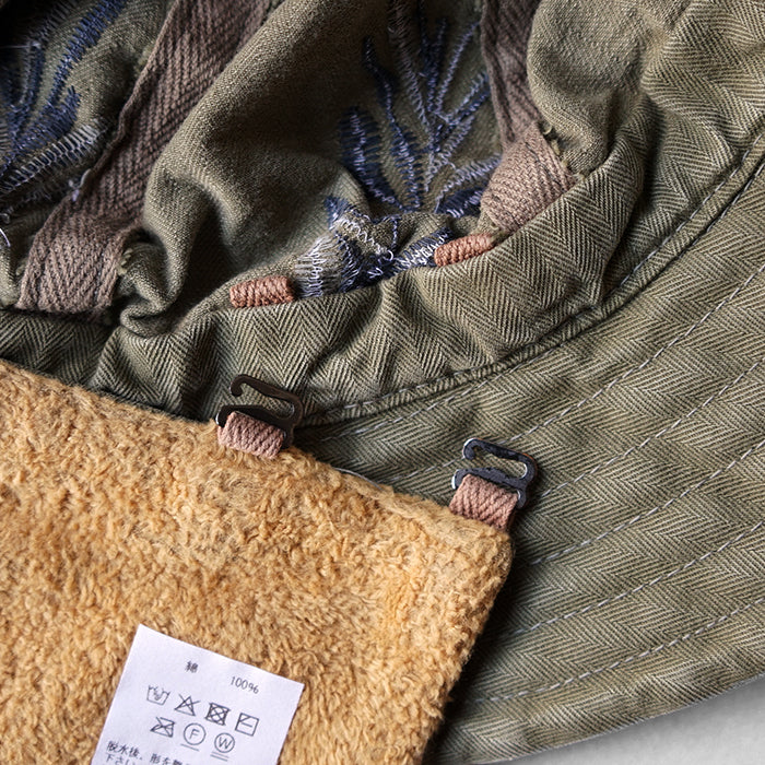 DECHO　HERRINGBONE KOME HAT WITH EAR MUFF