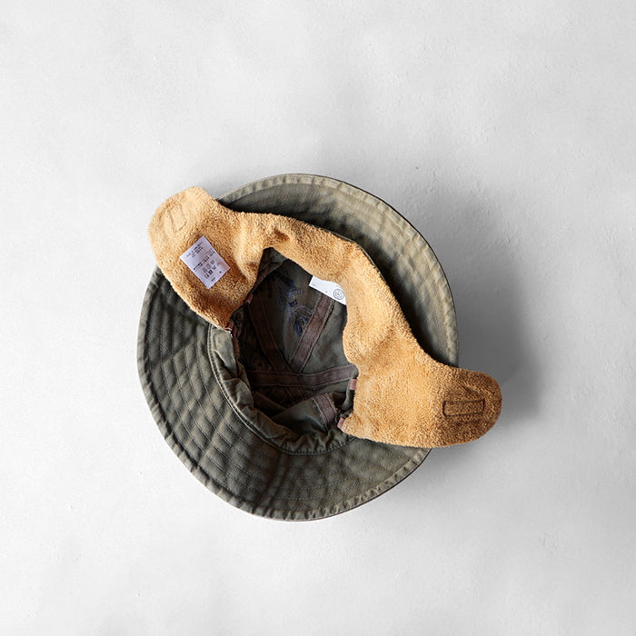 DECHO　HERRINGBONE KOME HAT WITH EAR MUFF