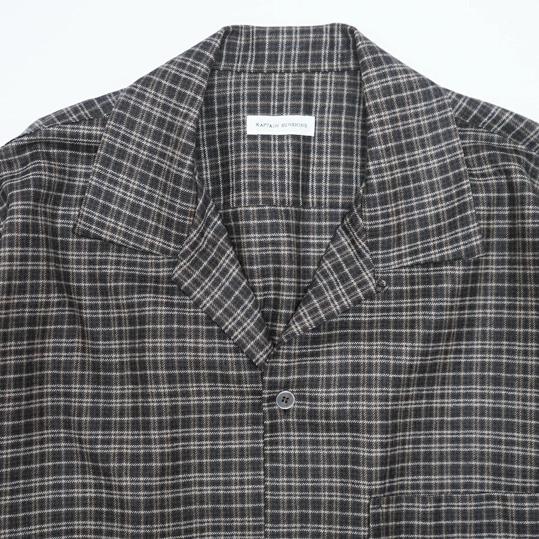 KAPTAIN SUNSHINE Wool Plaid Open Collar Shirt