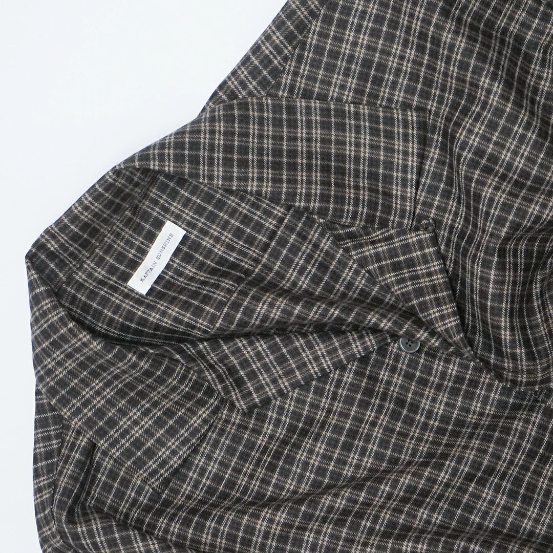 KAPTAIN SUNSHINE Wool Plaid Open Collar Shirt