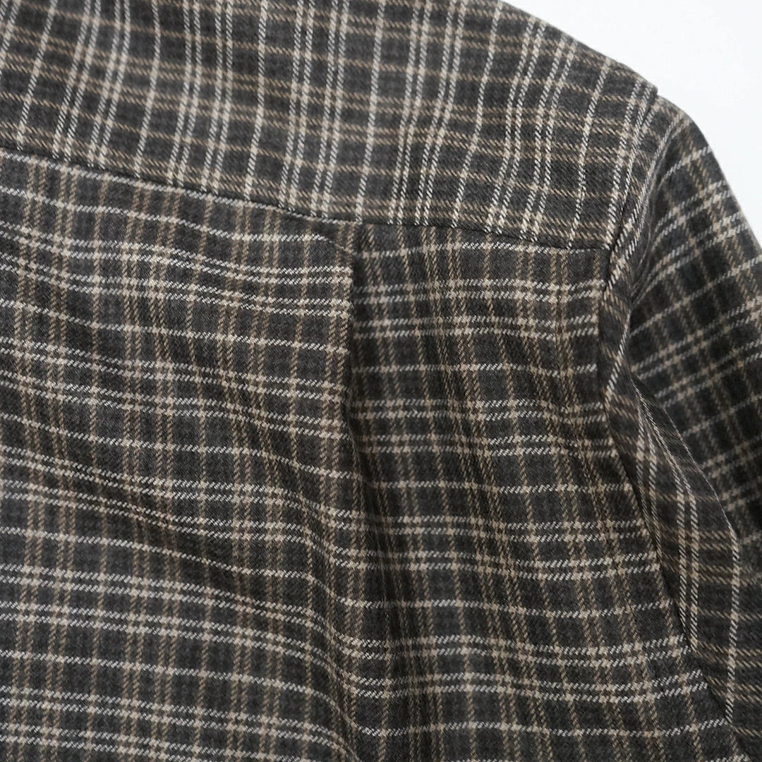 KAPTAIN SUNSHINE Wool Plaid Open Collar Shirt