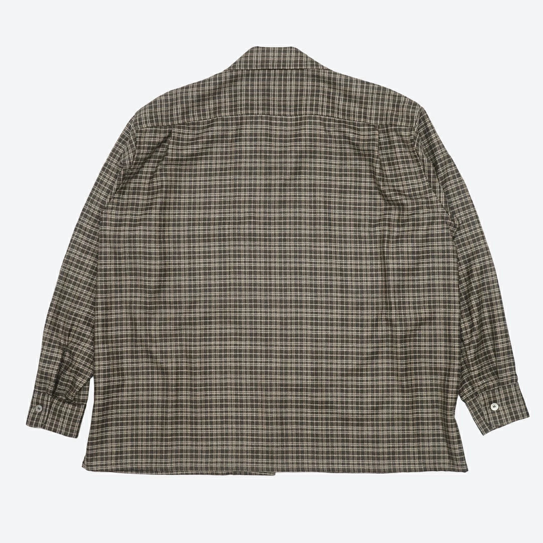 KAPTAIN SUNSHINE Wool Plaid Open Collar Shirt