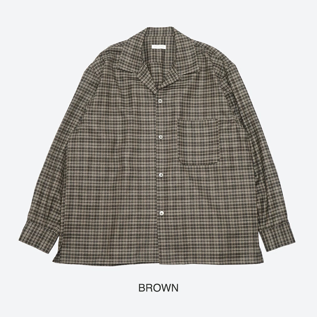 KAPTAIN SUNSHINE Wool Plaid Open Collar Shirt