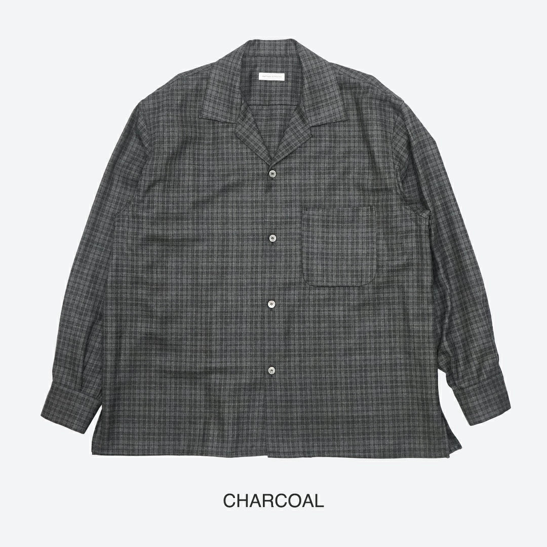 KAPTAIN SUNSHINE Wool Plaid Open Collar Shirt