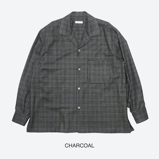 KAPTAIN SUNSHINE Wool Plaid Open Collar Shirt